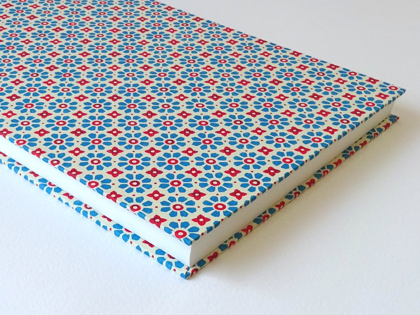 large hand bound watercolour sketchbook with Italian pattern paper foredge detail