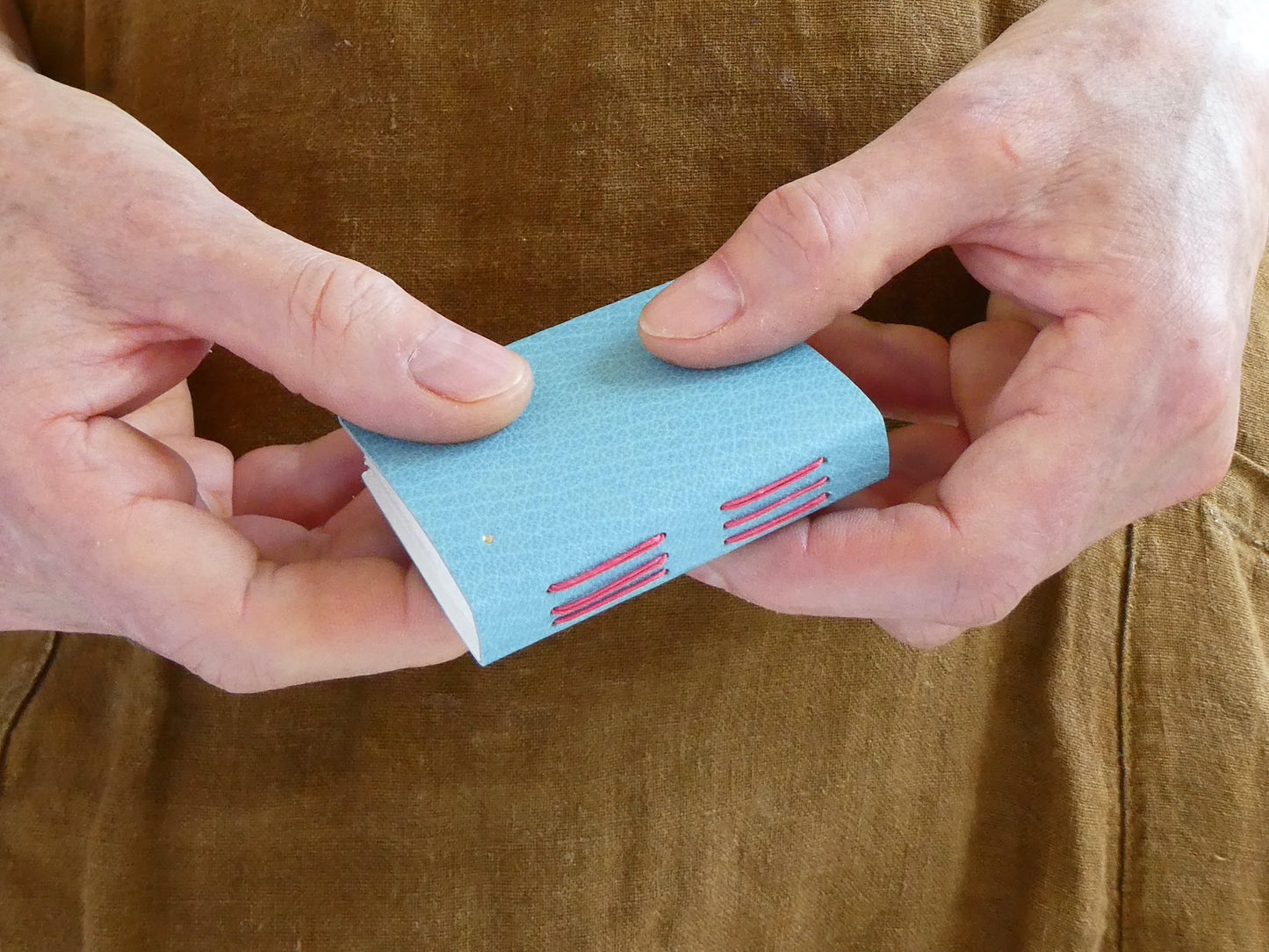 Mini Leather Notebook with Gold Dots