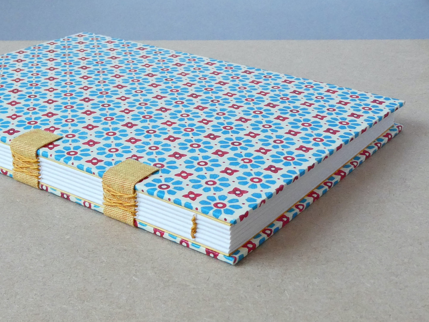 Blue Florentine Sketchbook by Celandine Books spine detail