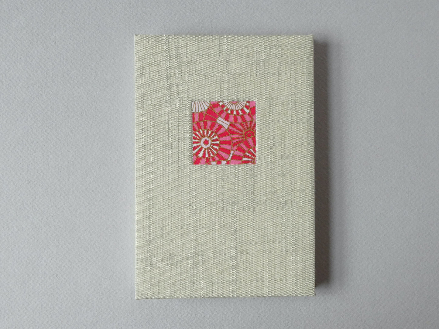 Putty Silk and Chiyogami Concertina Watercolour Sketchbook handmade by Celandine Books front cover