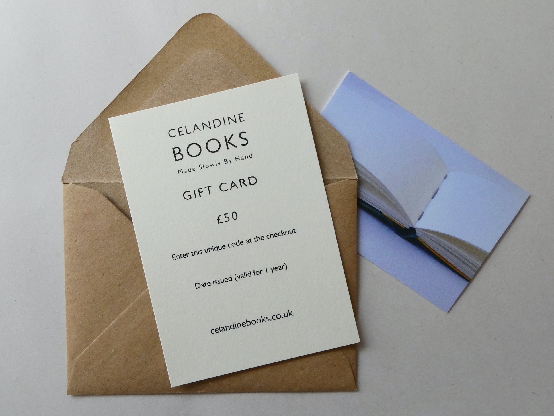 Celandine Books Gift card with envelope