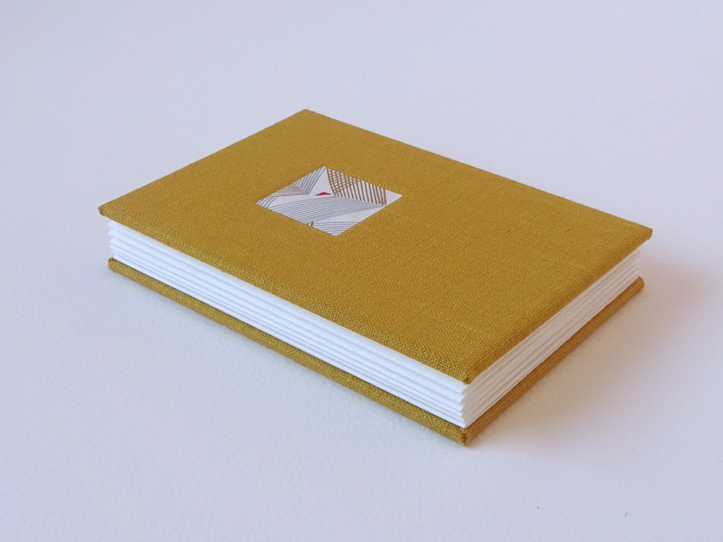 Celandine books mustard linen concertina watercolour sketchbook with chiyogami