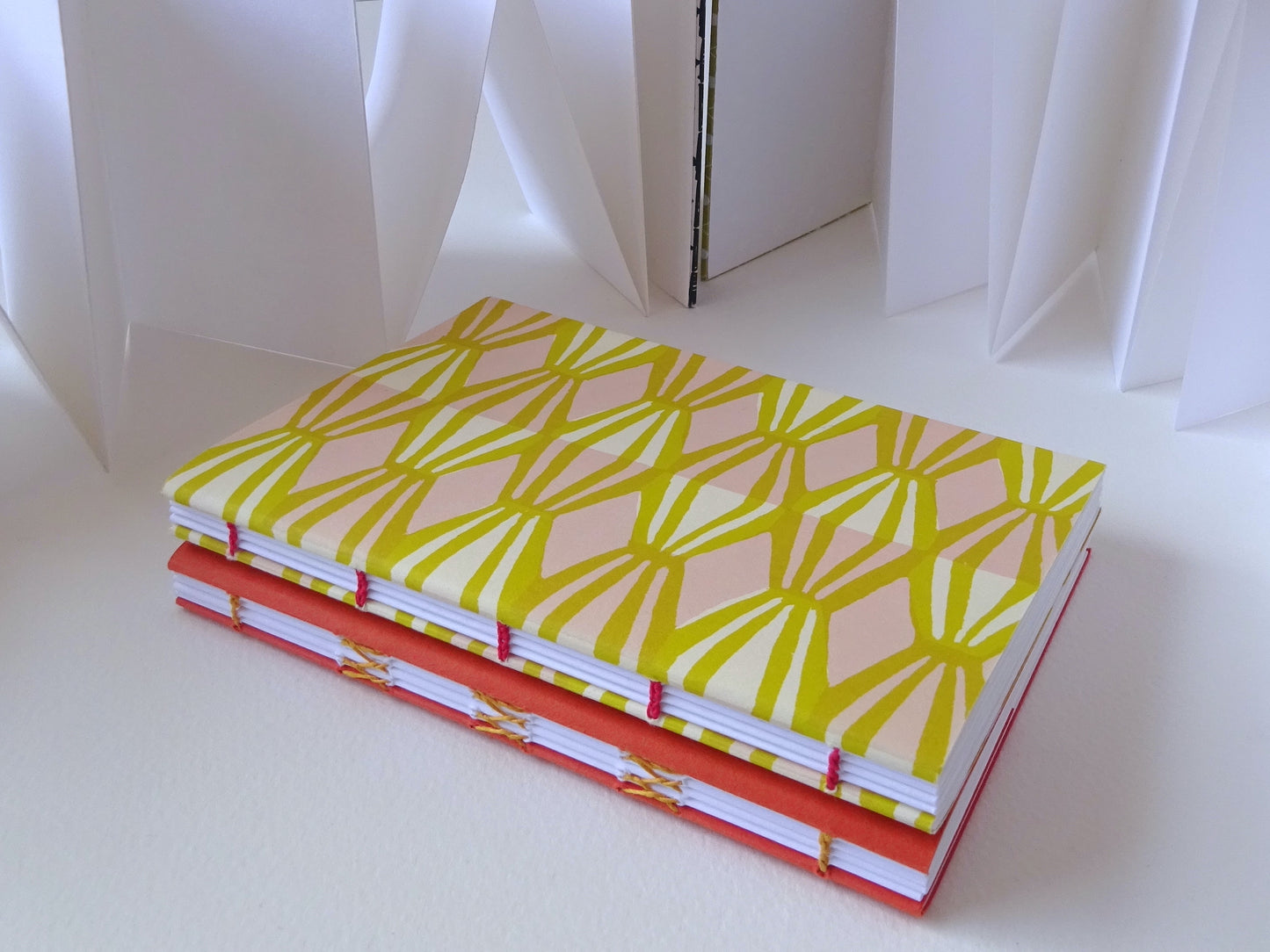 Handmade books link stitched bindings and quirky accordions
