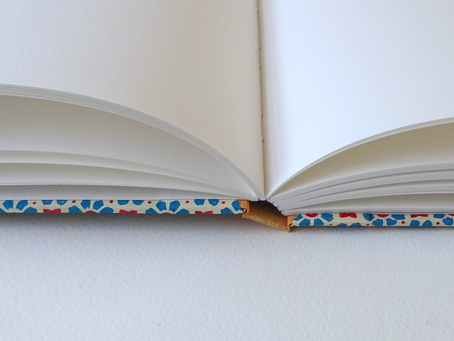 large hand bound watercolour sketchbook with Italian pattern paper open
