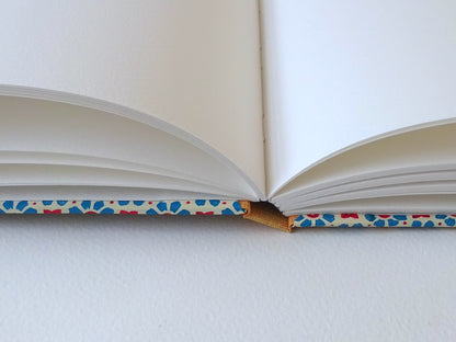 large hand bound watercolour sketchbook with Italian pattern paper open