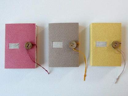 Celandine Books 3 Handmade Paper Mini Books with linen