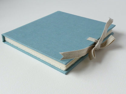 Celandine Books Blue Linen Watercolour Sketchbook foredge ties