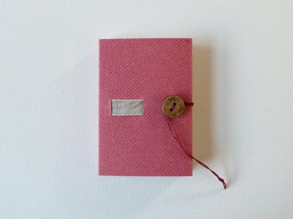 Celandine Books Deep Rose Handmade Paper Mini Book with linen