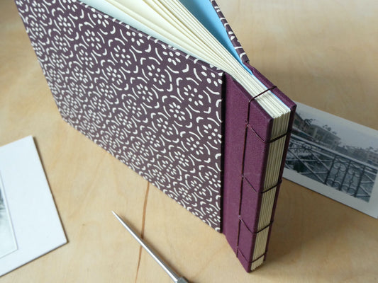 Handmade photo album for bookbinding workshop