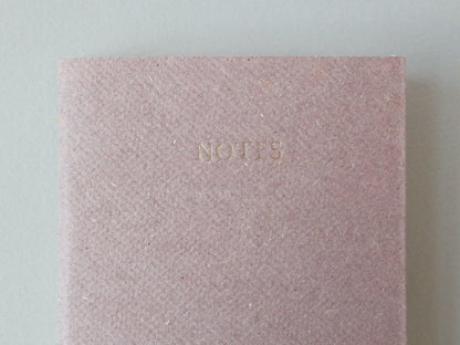 Celandine Books pink notebook with gold lettering