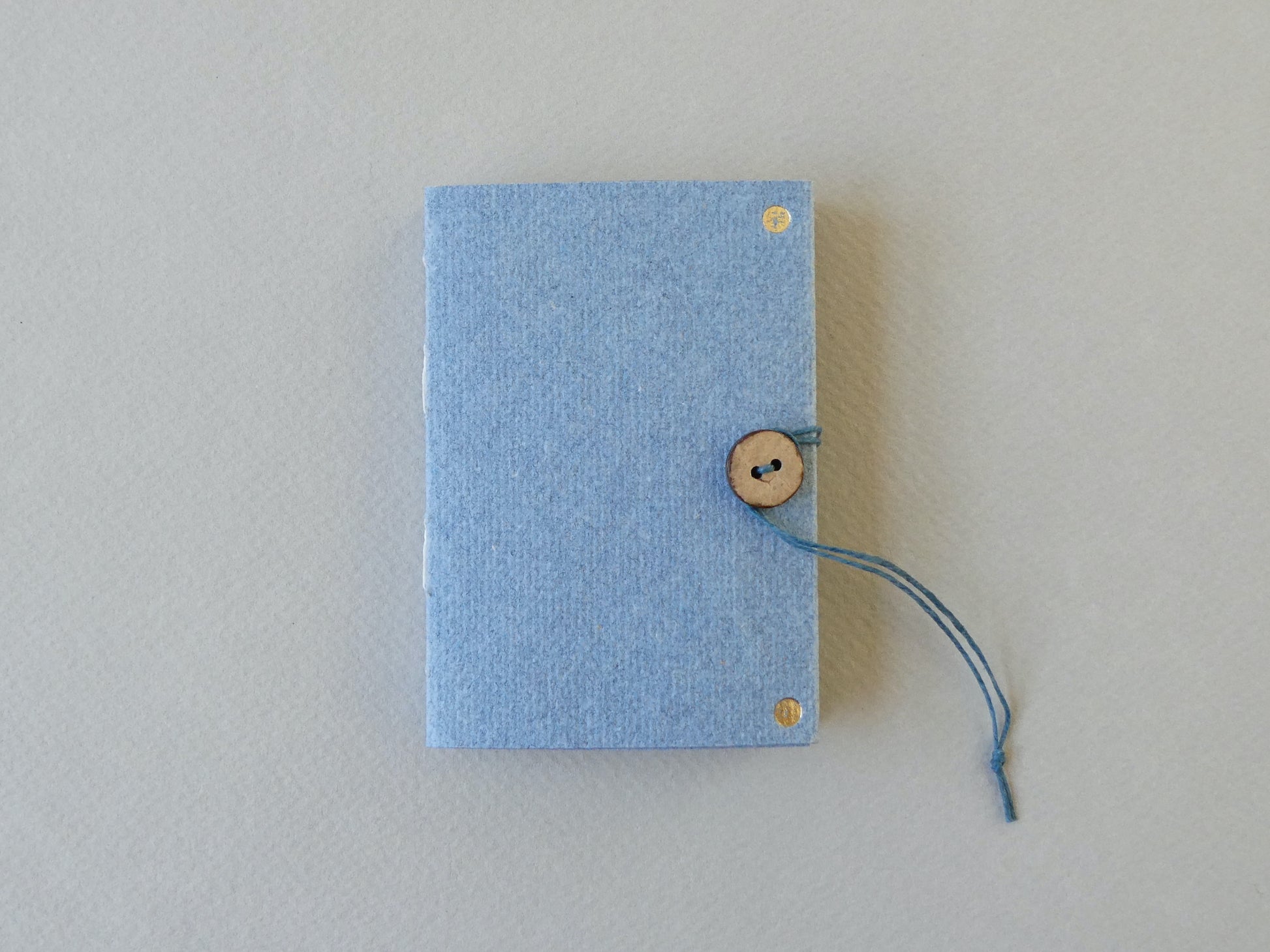 Blue Handmade Paper Mini Book with Gold Dots