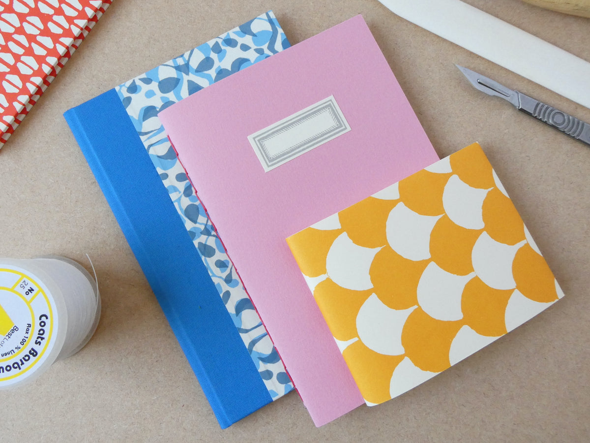 Celandine Books bookbinding workshop Three Sewn Notebooks