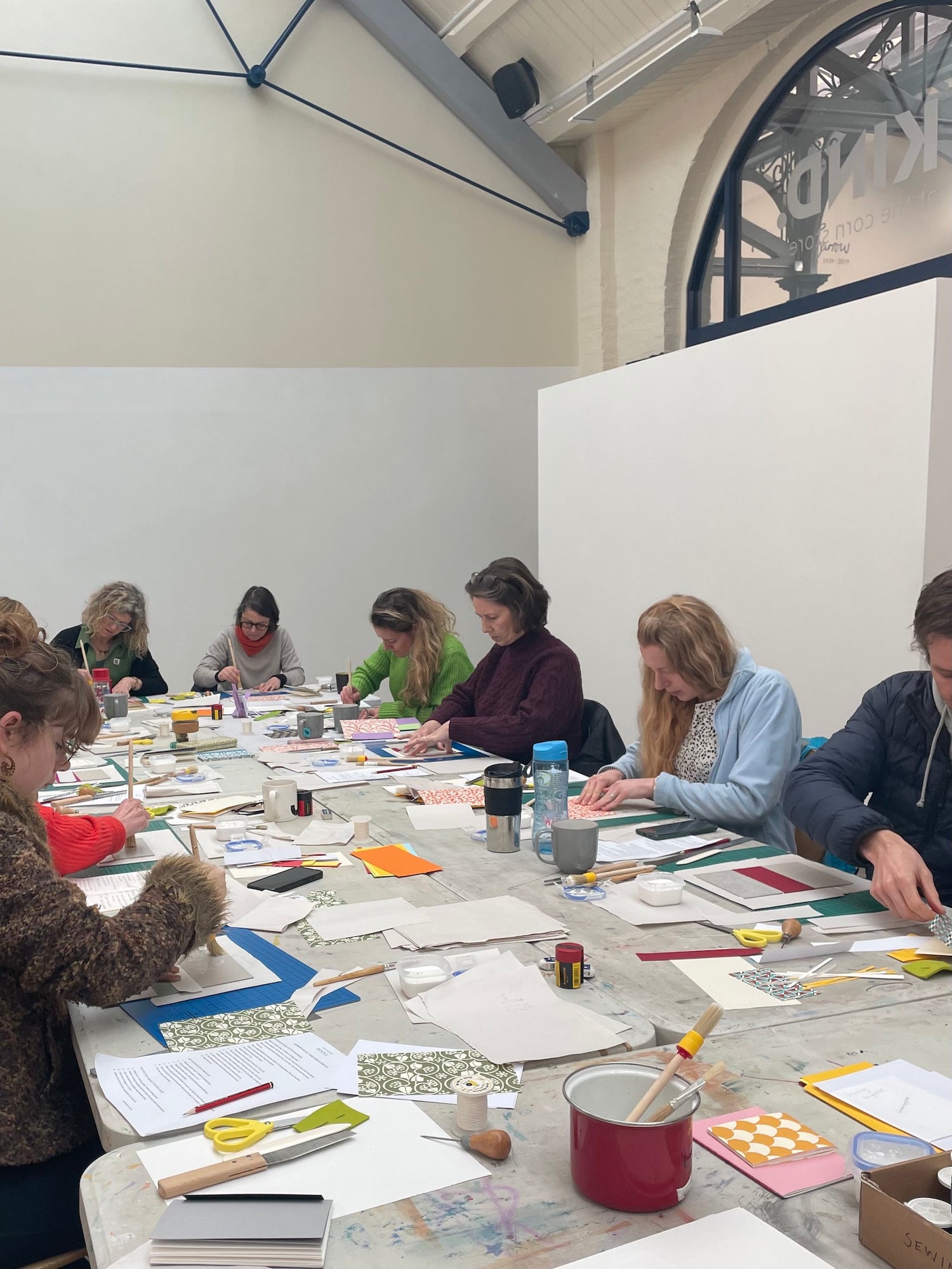 Bookbinding workshop in progress