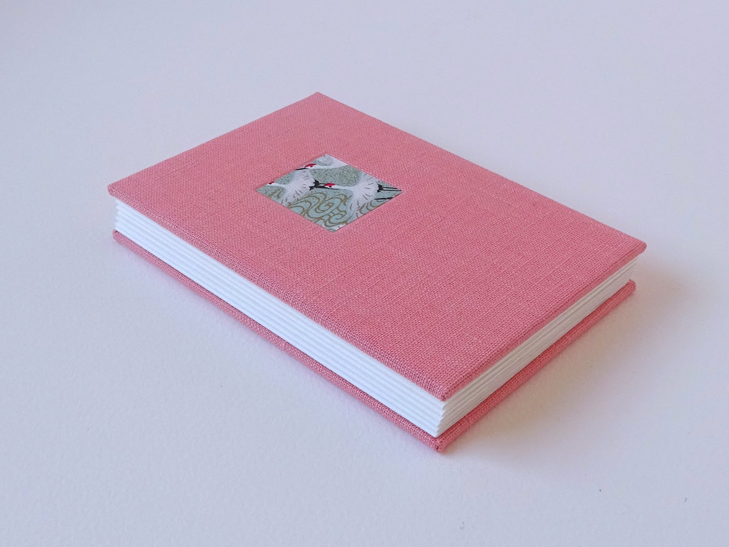 Celandine books coral pink linen concertina watercolour sketchbook with chiyogami