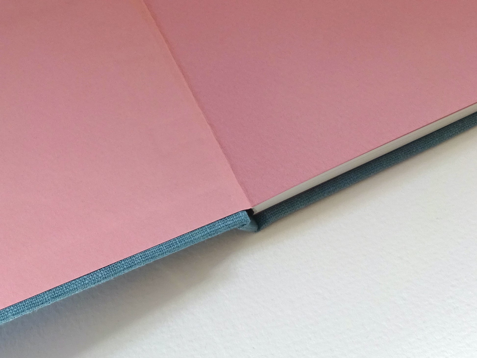 blue linen sketchbook pink endpaper detail