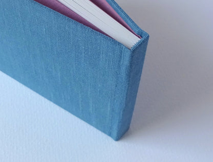 blue linen sketchbook spine detail