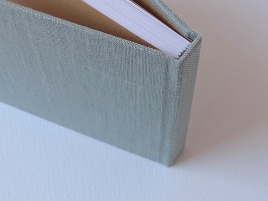 celadon linen sketchbook spine detail