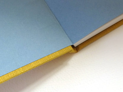 mustard linen sketchbook blue endpaper detail